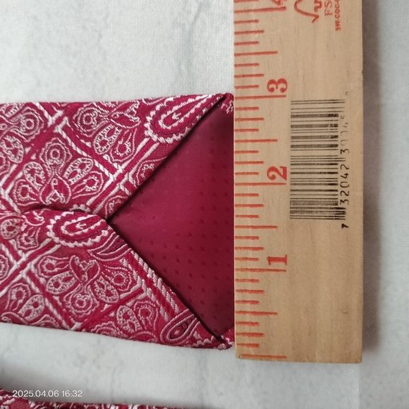 Versa Collesioni Tie Necktie Silk Handmade Red Silver Gray Paisley Formal Luxury - Picture 5 of 11